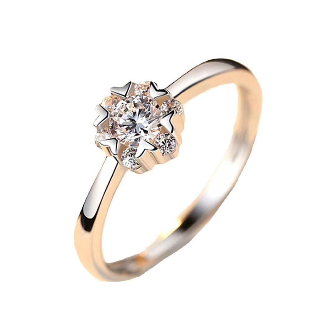 Korean Snowflake Zircon Ring: Trendy Cold-Style Christmas Gift for Women