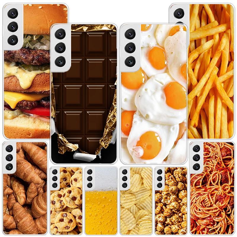 Food Fries Beer Cheese Sushi Cookie Phone Case For Samsung Galaxy S24 S25 Edge S26 Ultra S23 S22 S21 Plus S20 FE + Personalized