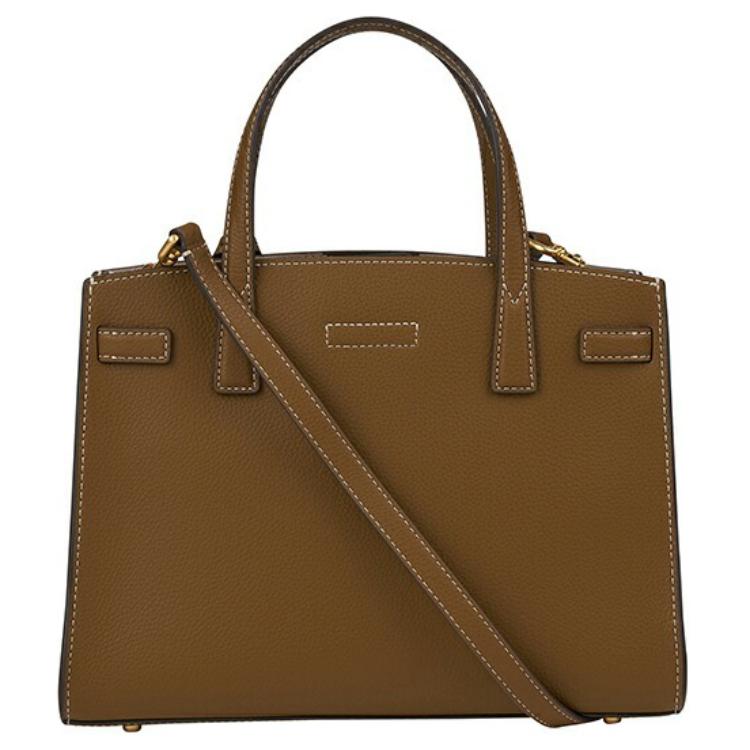 Tory Burch Walker Adjustable Detachable Shoulder Strap Leather Briefcase Crossbody Tote Bag Small Women bags Hazelnut-Brown 73625-244