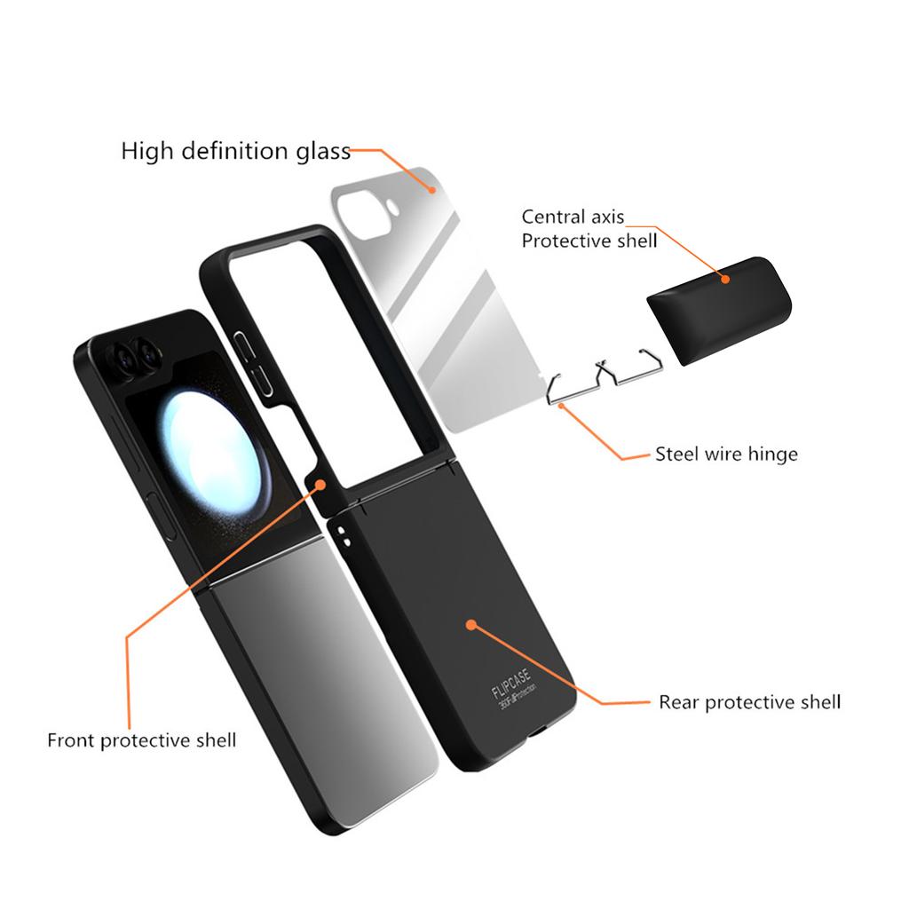 Hinge Protection Hard PC Phone Cover for Samsung Galaxy Z Flip 6 Case Shockproof with Small Screen Protector Skin Feel