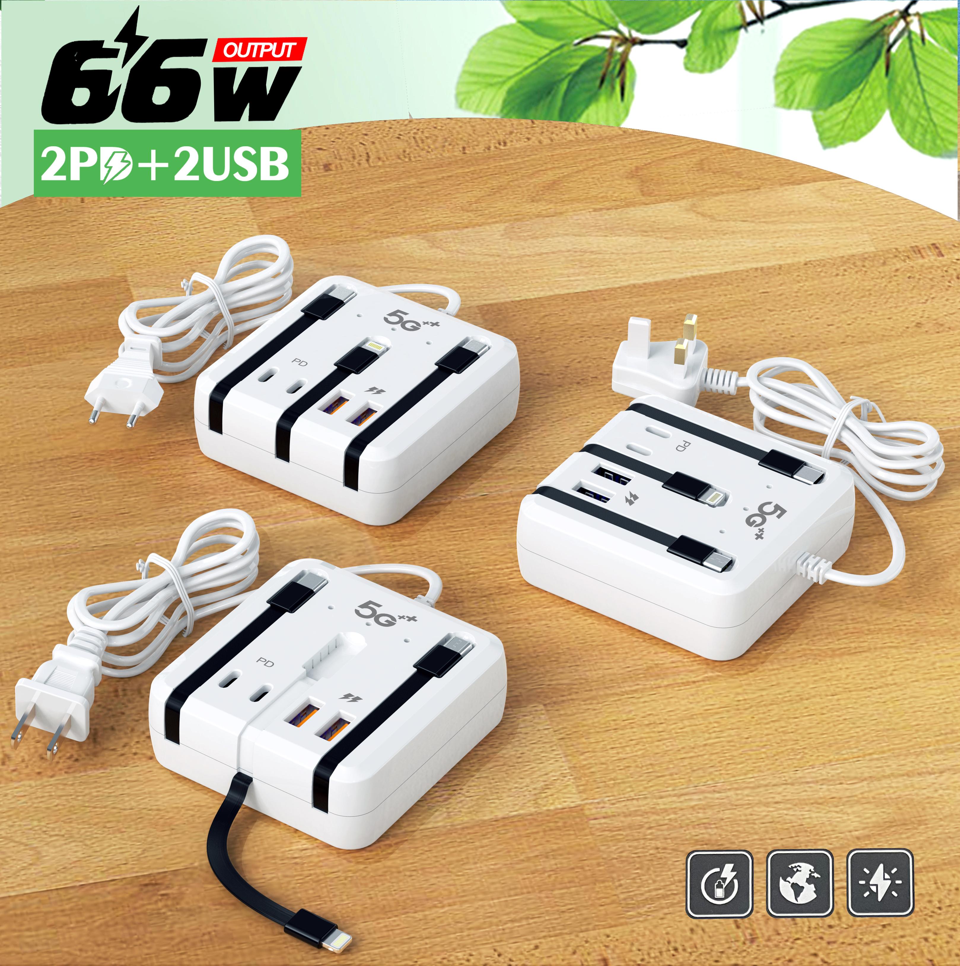 

65W Multiport USB Charger PD Type C Fast Charging EU US Plug Wall Charger USB Hub Adapter 7 Ports USB Quick Mobile Phone Charger US 4U