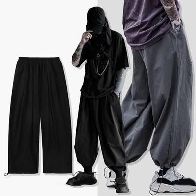 Men's Spring Solid Color Loose Lantern Pants Casual Drawstring Wide Leg Pants