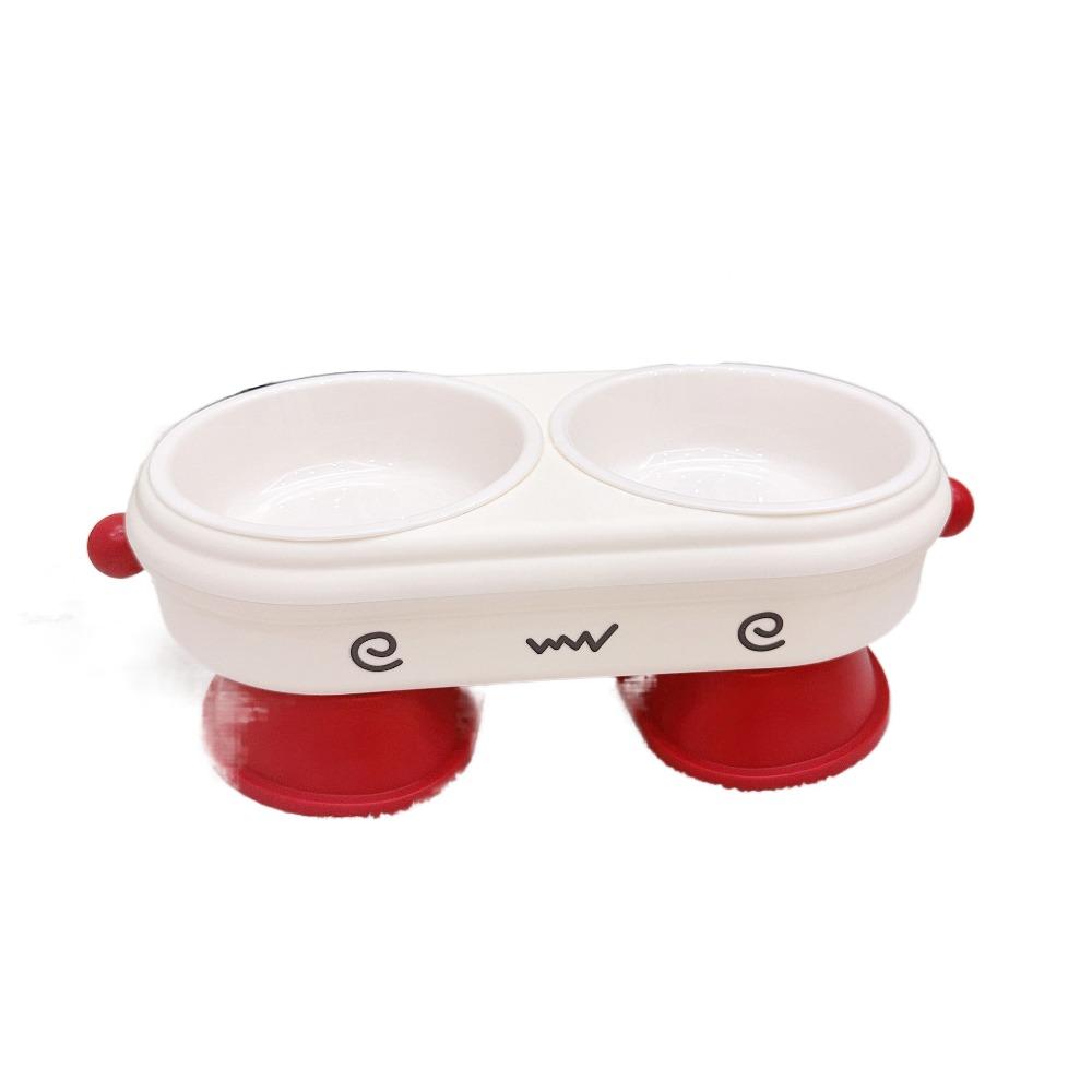 

Миска из нержавеющей стали для домашних животных на высокой ножке, двойная, нескользящая, для кормления собак, котенков, щенков Style 2