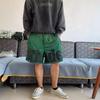 Trendy Brand RHUDE Leather Letter Embroidery Drawstring Mesh Basketball Sports Shorts Men's and Women's High Street Beach Five-point Pants