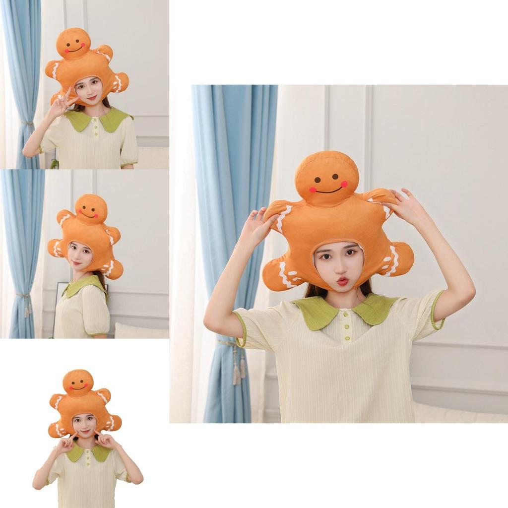 Großhandel Lebkuchenmann Plüsch Kopfbedeckung Hut Für Lustige Foto Requisiten Und Performance Kostüme