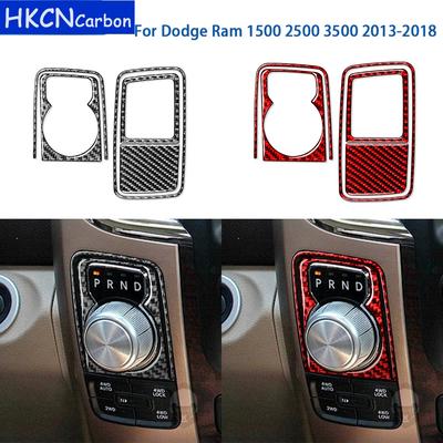 For Dodge Ram 1500 2500 3500 2013-2018 Accessories Real Soft Carbon Fiber Interior Rotary Shifter Panel Cover Trim Sticker