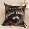 Raccoon Cushion Cover Silky Short Plush Sofa Pillow Cover Hidden Zipper Soft Dustproof Case For Home Decor