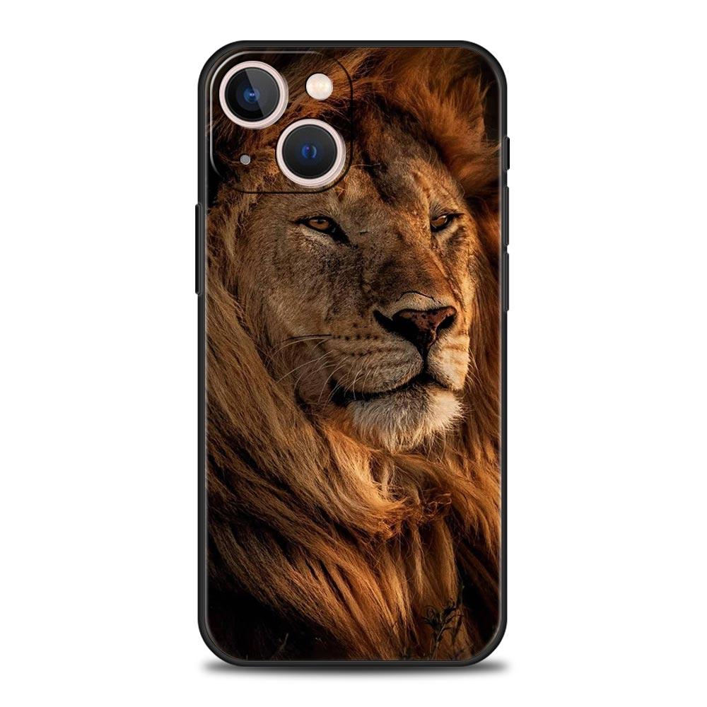 Lion King Animal Phone Case For iPhone 17 16 15 Pro Max 11 12 13 14 7 8 Plus SE 2020 X XR XS Cover Soft Black
