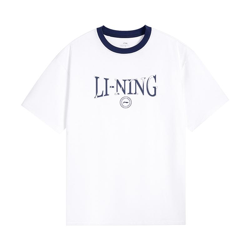

Li-Ning Versatile Comfortable Casual Breathable Short Sleeve T-Shirt Unisex tops Off-White AHSW853-1 S