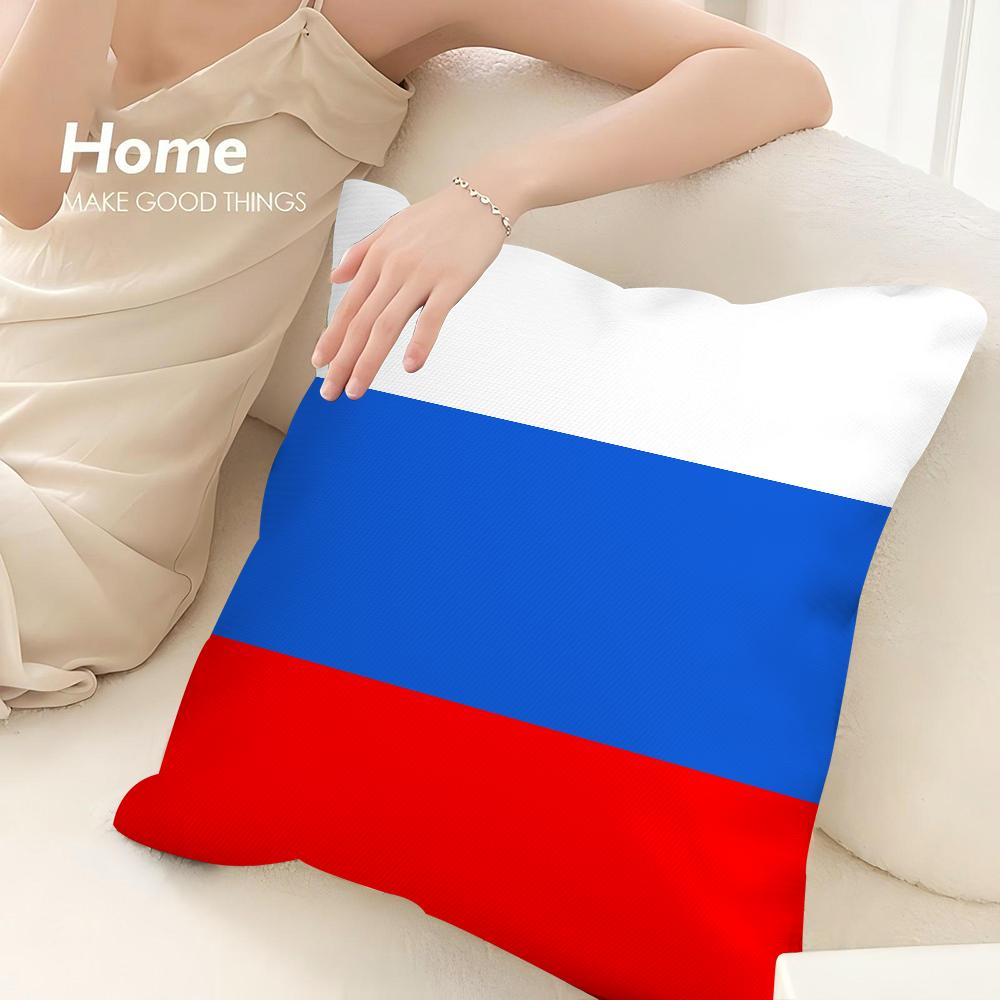 Russia Flag Print Pillow Case Sofa Decorative Home Double-sided Print Plush Square Throw Pillow Covers Cushion Decor Cover