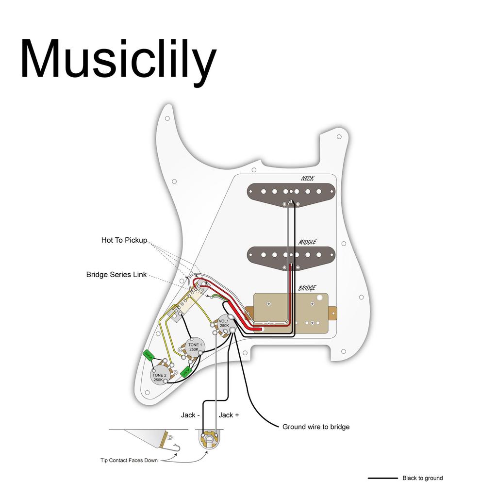 Musiclily HSS Pickguard Assembly for Fender Stratocaster and Squier Guitars with Humbucker White 11-Hole Pre-Wired USA/Mexico Single-Coil Pickups,