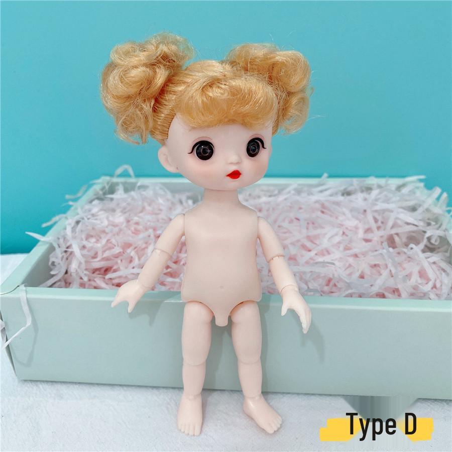 8-Inch 17cm Nude BJD Doll with 3D Real Eyes, 13 Joints, Makeup, Dress-Up Options
