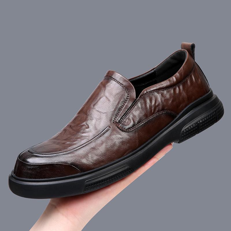 Men's leather shoes one-pedal men's shoes spring new soft-soled formal wear business breathable leather foot cover casual shoes men