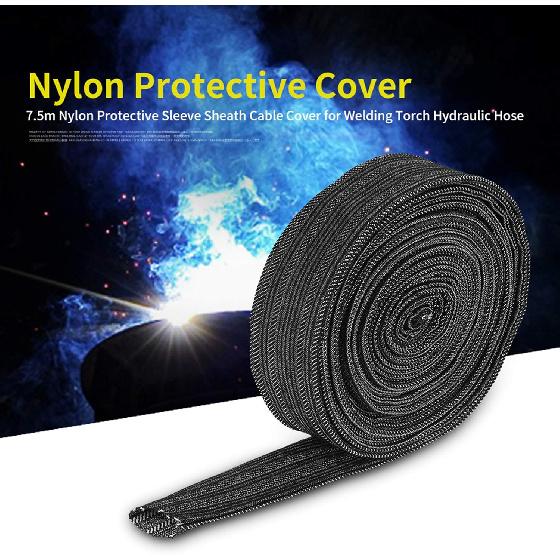 7.5m Hydraulic Hose Sleeve, Black Denim Protective Sleeve, Protective Sleeve Hydraulic Hose Sheathing for Welding Torch Hydraulic Hose