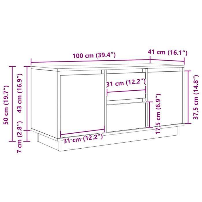 VidaXL Meuble TV avec lumières LED chêne sonoma 100x41x50 cm, support TV, meuble télé, meuble multimédia, banc TV, meuble 861411