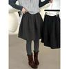 Korean Polka Dot Woolen A-Line Mini Skirt with Elastic Waist for Petite Women