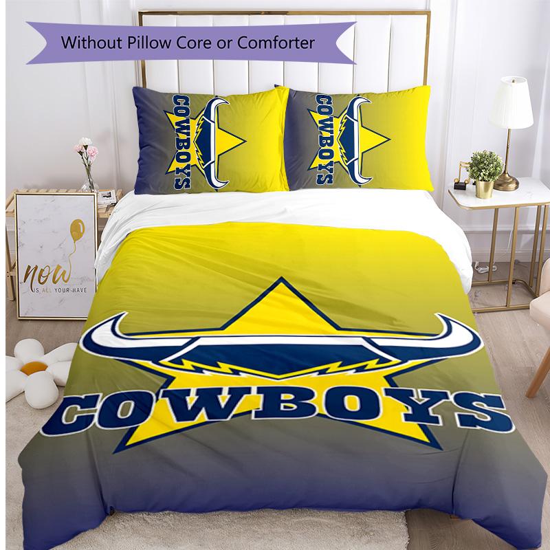Set Biancheria da Letto Stampato 3 Pezzi North Queensland Cowboys Morbido Traspirante Copripiumino Federe Set Lavabile Decorazione Camera da Letto Regalo per la Casa