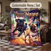 Pug Theme Throw Blanket Custom Name Text Personalized Blanket Soft Cozy Blanket for Home Sofa Bed