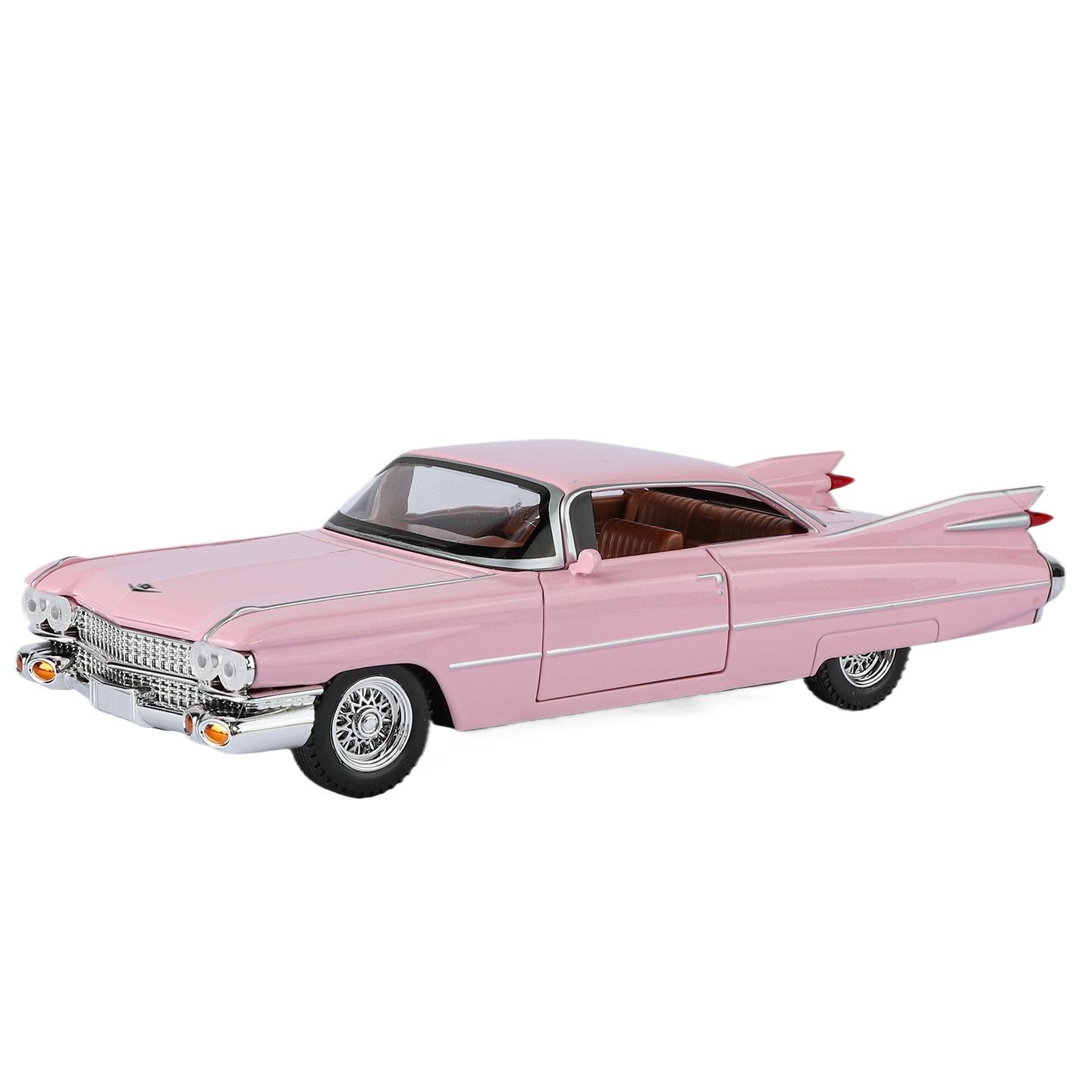 

Металлическая литая модель ретро-автомобиля Cadillac Eldorado 1959 года, масштаб 1/24, со звуком и светом, с инерционным механизмом, подарок для мальчика, украшение, игрушки на Хэллоуин розовый