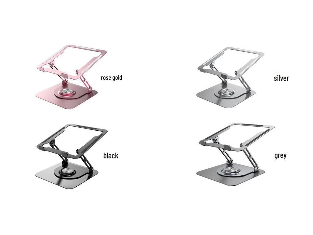 Aluminum Alloy Rotating Laptop Stand with Heat Dissipation, Folding and Height Adjustable.