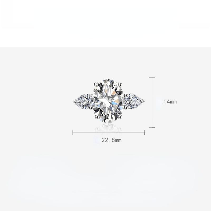 BELLA BOX Ovale Öffnung, größenverstellbare Ringe für Frauen, 10 x 14 mm Zirkon, Verlobungsfeier, edles Schmuckgeschenk