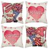 Valentine's Day Linen Pillow Cover Pink Love Home Car Sofa Bedroom Pillow Cover