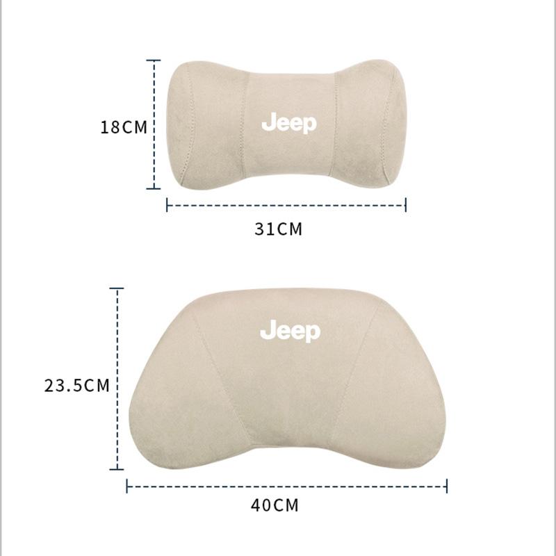 Car Suede Headrest Auto Logo Seat Neck Pillow Waist Cushioning For Jeep Grand Cherokee Wrangler JK Gladiator Compass Renegade AMO1