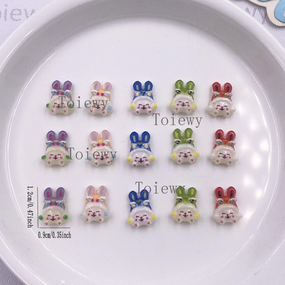 50pcs Resin Colorful Mini Kawaii Cartoon Rabbit Art Nail Flat back Stone Applique DIY Wedding Scrapbook Decor Crafts Accessories