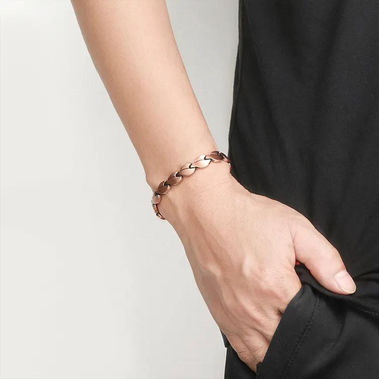 Gold Plated Stainless Steel Energy Magnet Bracelet, Detachable Radiation Resistant Four In One Couple Magnetic Therapy Bracelet