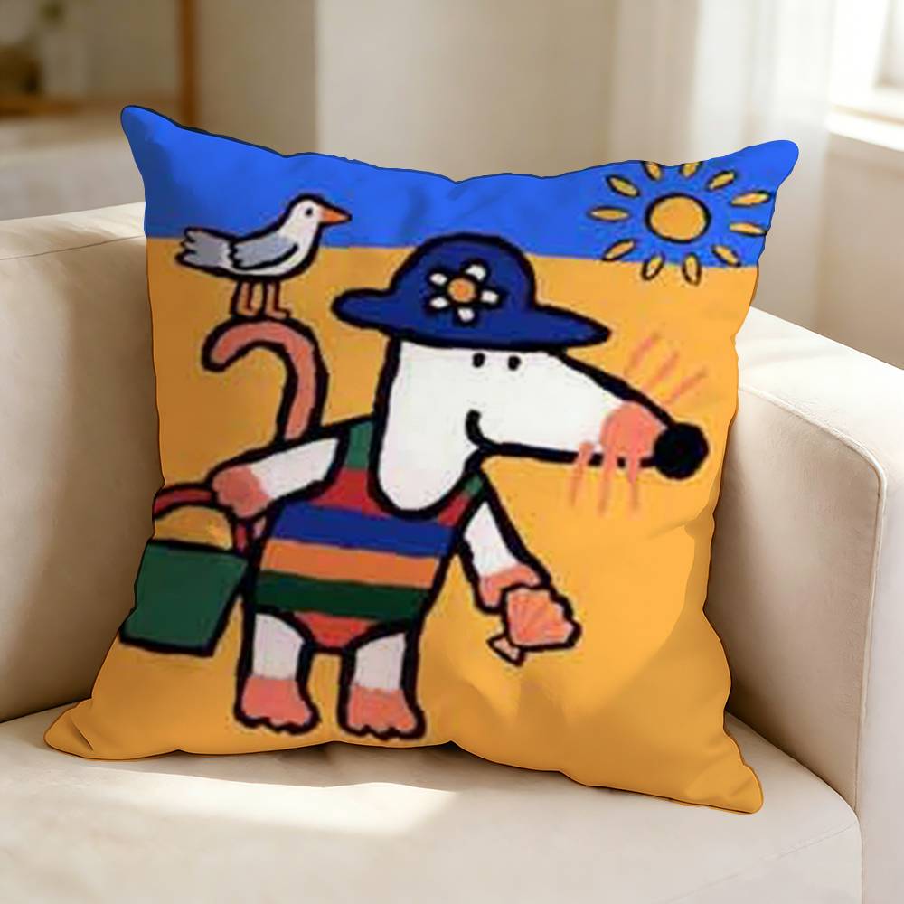 Animated cartoon M-Maisy Mouse Square Double-Sided printed Pillow Case Bedroom Bedside Pillow Sofa Cushion Cover