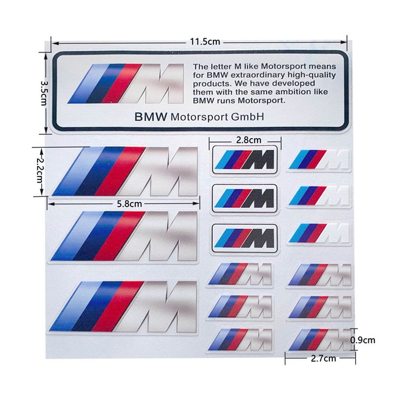 For BMW M X1 X3 Car Decoration Strip Trunk Relief Stickers Decals For Bmw M Power Performance E28 E30 E34 E36 E46 E60 E90 F84 F87 X1 X3 X5 X6