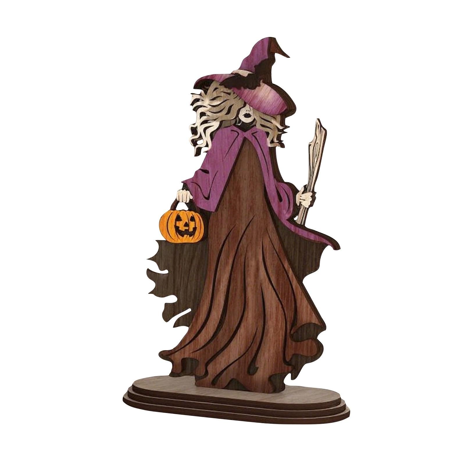 

Деревянная табличка с силуэтом ведьмы Замечательная коллекция искусства Хэллоуин Внутреннее и наружное креативное украшение Украшение в виде куклы-ведьмы Фигурка One Size