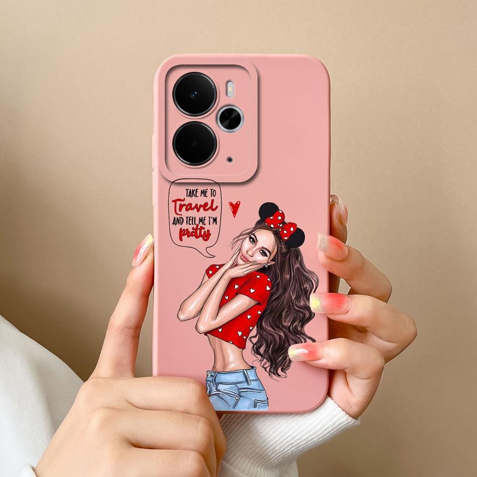 For Oppo Realme P3 C75x Narzo 10 30 60 A5 Pro 14 14T 14X Phone Cases Fashion Cool Girl High Quality Liquid Silicone Shockproof Housing For Oppo Covers