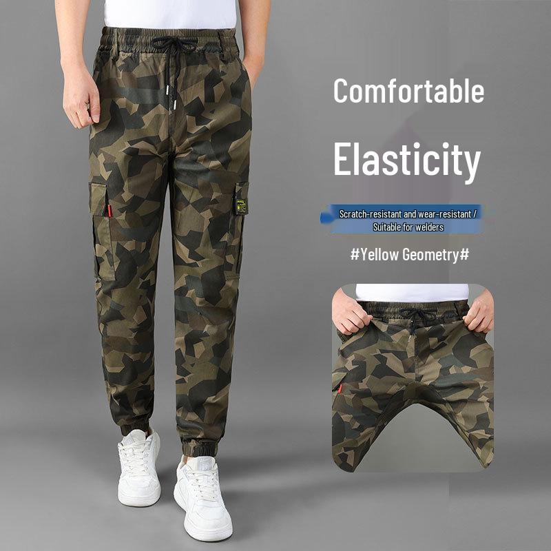 Robuste Herren-Arbeitshose in Camouflage - Elastisch, Verstärkter Schritt, Ganzjahres-Outdoor-Arbeitsschutzbekleidung