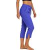 Women's High Waist Split Hem Capri Pants Casual Sporty Gym Workout Yoga Lounge Pants with Drawstring Waist and Side Pockets