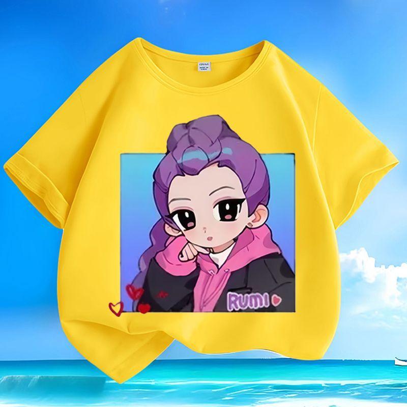 Boys' and Girls' K-pop Hunting Girl Group Rumi's T-shirt Summer Children's Casual Short-sleeved Pure Cotton T-shirt