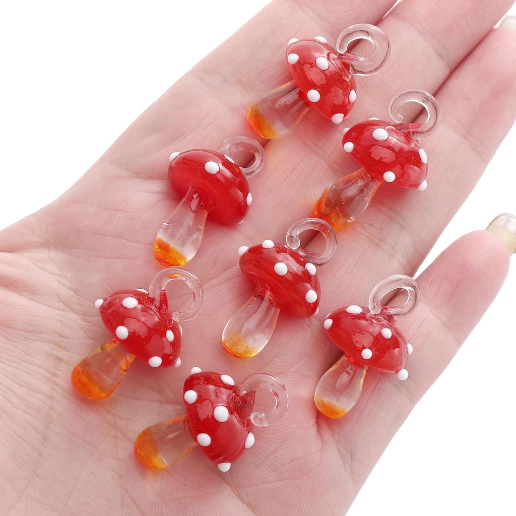 1 pezzo [17x16mm] Perline a forma di fungo in Vetro Colorato Dipinte a Mano Perline Fungo Tridimensionali Accessori Fai da Te per Gioielli Fatti a Mano