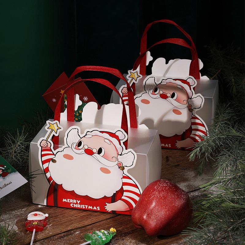 Christmas Eve Apple Candy Gift Bag Tote Gift Box Santa Claus Paper Bag Transparent Packaging Bag