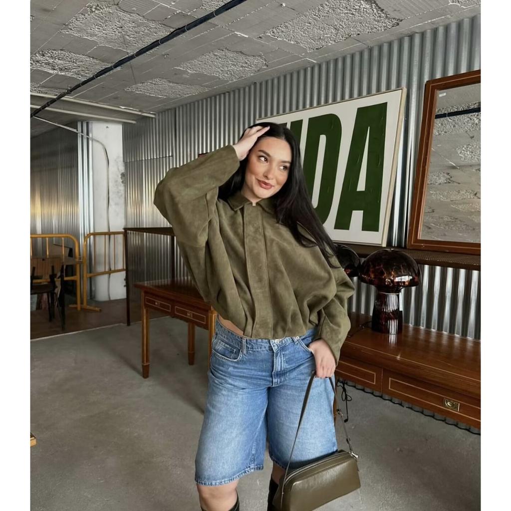 Dámská krátká pilotní bunda Jarní bunda Volná Dlouhý rukáv Zip Retro bunda Dámská Nová bunda