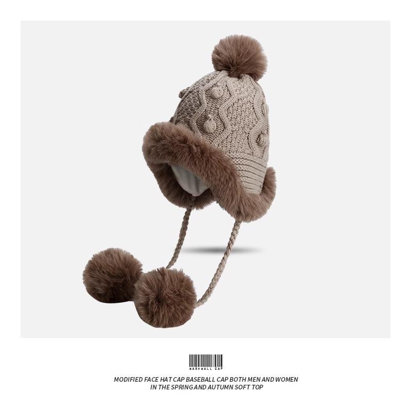 Girls' Warm Plush Ear Protection Hat for Autumn/Winter - Cute & Versatile