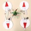 10PCS Christmas Mini Christmas Hat Red Knife And Fork Set Wine Bottle Cover Christmas Small Hat Table Decoration Supplies
