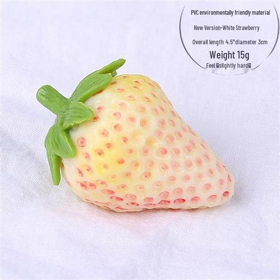 White Bionic Strawberry Fake Fruit Photography Prop - Plastic Decoration Toy