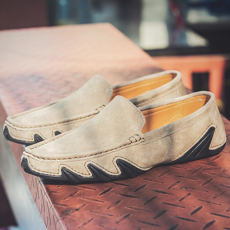2026 Large Size 38-46 Men Loafers Shoes Suede Leather Man Moccasins Slip On Flats Octopus Sole Driving Shoes Casual Sneakers