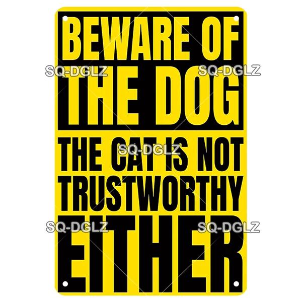 Warning Vintage Metal Sign Beware of Dog Tin Sign Shop Metal Plaque Decoration Plate Decor For Pub Bar Wall Decor Poster Gift