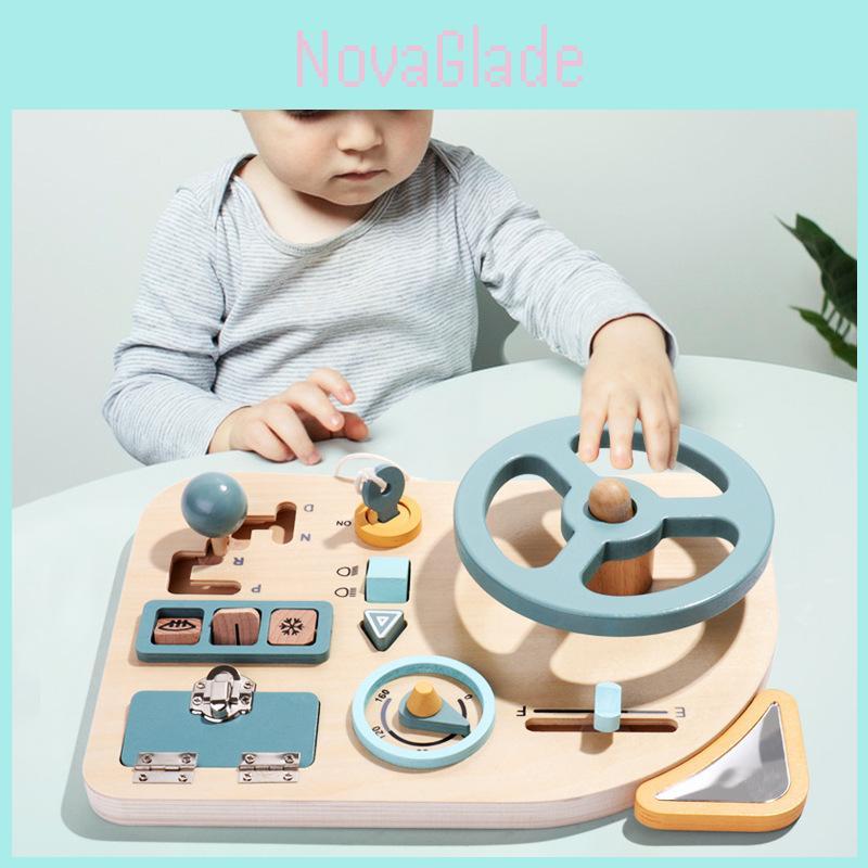 Wooden Busy Board Steering Wheel Toy For Kid Learning And Development