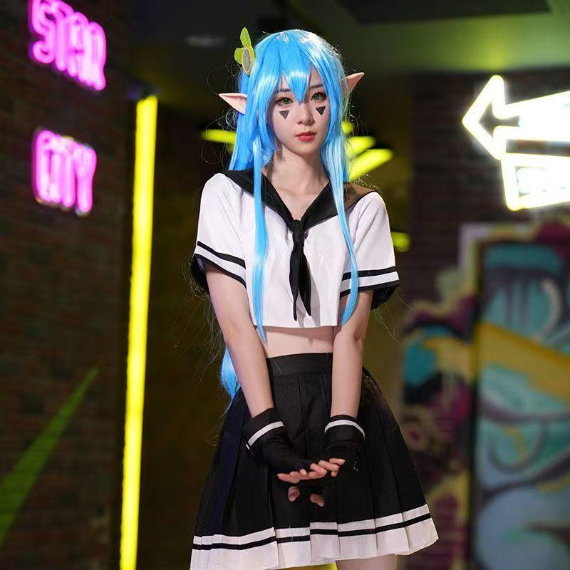 Anlijie Lemon Skirt Cosplay Full Set, Aotu World Girls Anime Pleated Stage Costume