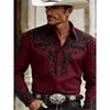 Camicia da uomo stile Western Cowboy, Stampa Fashion, Manica Lunga, Collo a revers Retro, Vestibilità Slim, Camicia Casual da Esterno, Taglie XS-6XL, 21 Colori