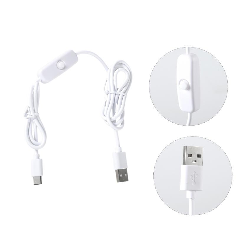 Portable USB to Type C Charging Cable with Power Switching Button Male to Male Connectors Wire Support 5V3A Charging