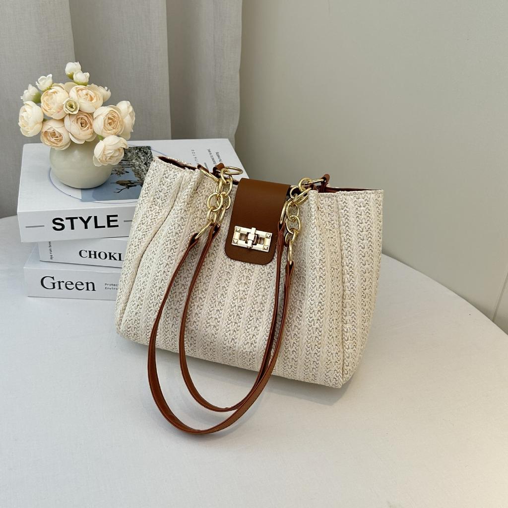 Large Capacity, Bag, Women's Bag, Woven, Swivel Lock Design, Shoulder Bag, Armpit Bag, Casual Bag