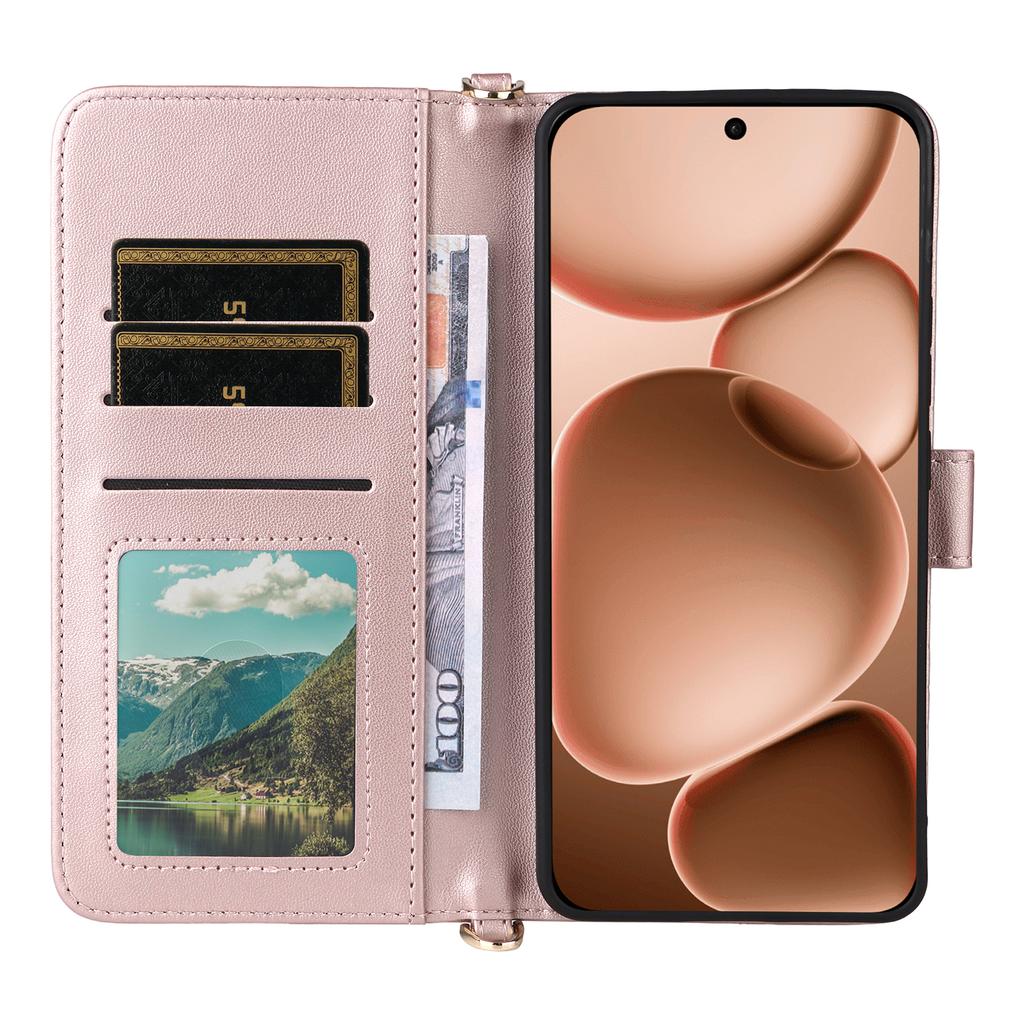 For Oppo Find X8s+ 5G Case with Shoulder/Wrist Strap Leather Phone Cover Stand Wallet